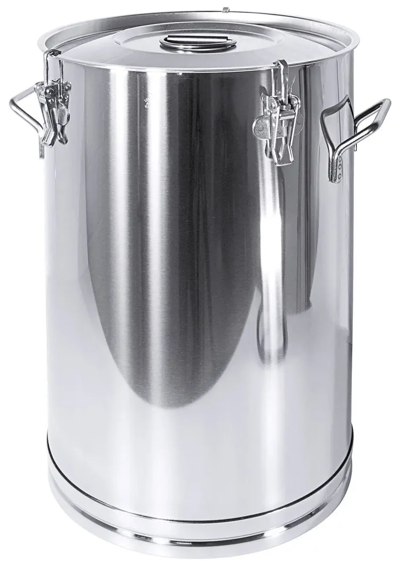 Edelstahl Universalbehälter 3008 mit Deckel 20-150 Liter mit drei Spannverschlüssen
