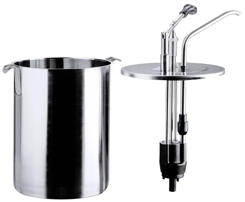 Edelstahl Dispenser rund 4-10 Liter mit Behälter / Griffen
