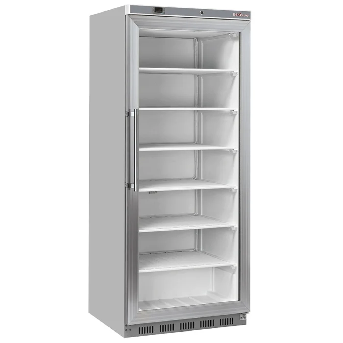 Gefrierschrank, statisch, Glastür, 600 Liter - aus Edelstahl