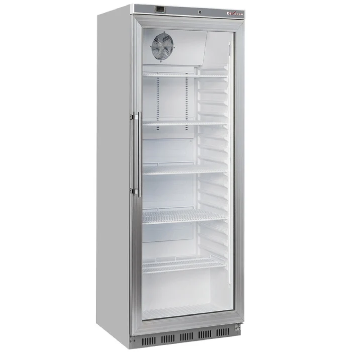 Kühlschrank, Glastür, 400 Liter. aus Edelstahl