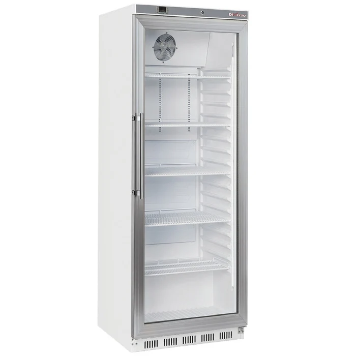 Kühlschrank, Glastür, belüftet, 400 Liter - Weiss