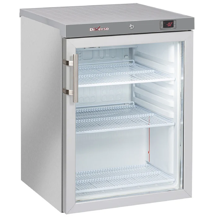 Kühlschrank, Glastür, 200 Liter. aus Edelstahl