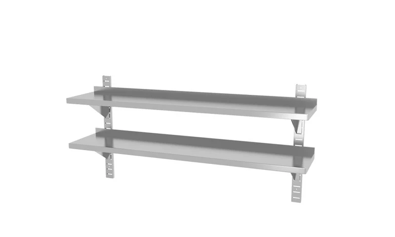 HENDI Doppelwandregal – einstellbar – mit 2 Halterungen – 1400 × 300 × 600 mm