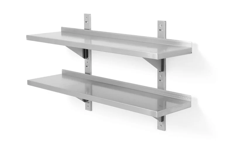 HENDI Doppelwandregal – einstellbar – mit 2 Halterungen – 1000 × 300 × 600 mm