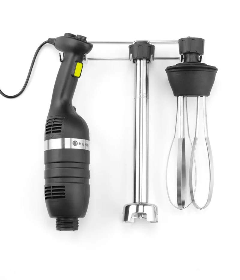 HENDI Set: Stabmixer 350 mit variabler Geschwindigkeit + Schneebesen + Halterung zur Wandmontage – Kitchen Line – Schwarz – 230 V / 350 W – 110 × 324 × 816 mm