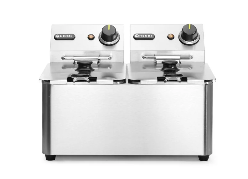 HENDI Fritteuse – 2 × 4 l – Kitchen Line – 8 l – 230 V / 6000 W – 470 × 380 × 315 mm