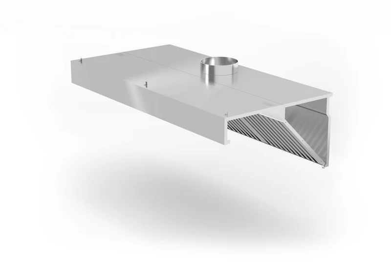 HENDI Wandmontierte Dunstabzugshaube – abgewinkelt – Profi Line – mit LED-Beleuchtung – 1200 × 700 × 450 mm