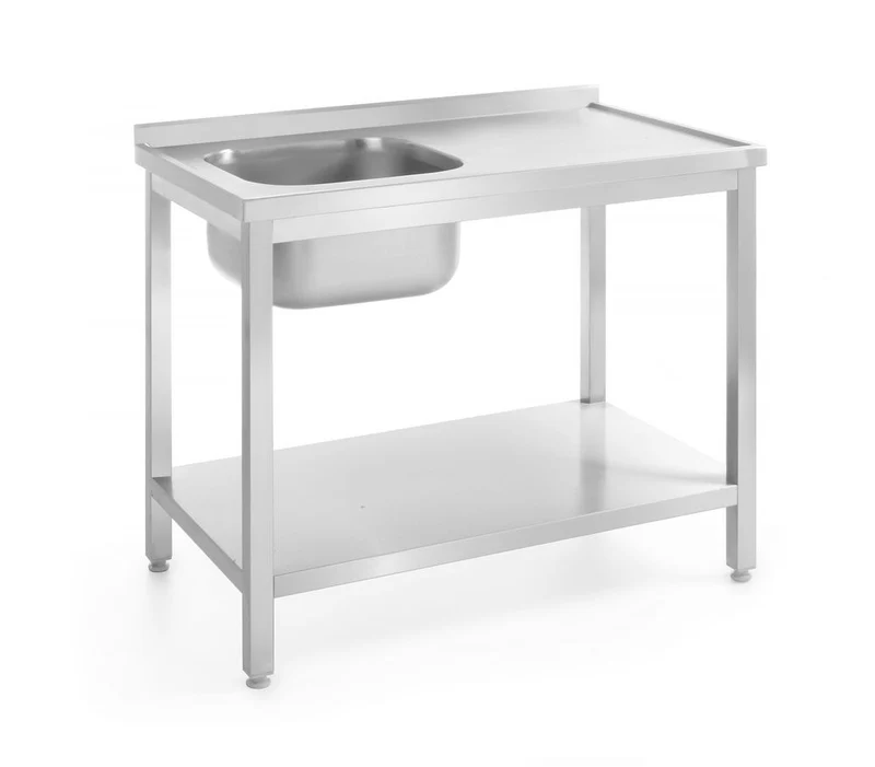HENDI Waschtisch mit Ablage – verschraubt – Tiefe 700 mm – Profi Line – Links – 1000 × 700 × 850 mm