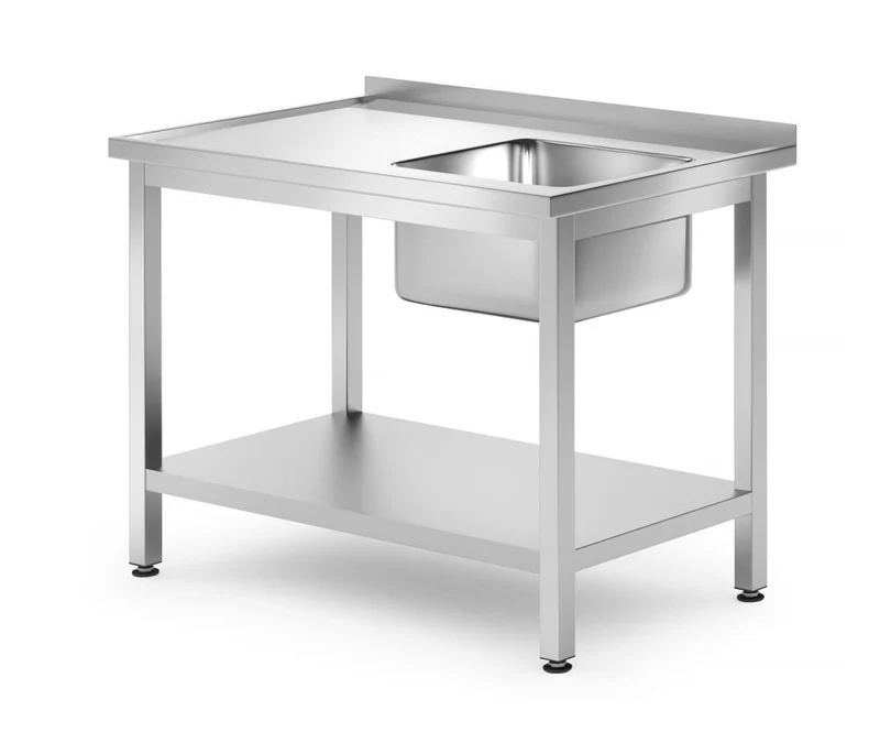 HENDI Waschtisch mit Ablage – verschraubt – Tiefe 700 mm – Profi Line – Richtig – 1000 × 700 × 850 mm