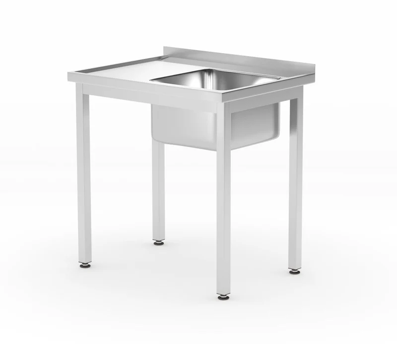HENDI Waschtisch mit Ablage – verschraubt – Tiefe 600 mm – Profi Line – Rechte Seite – 800 × 600 × 850 mm
