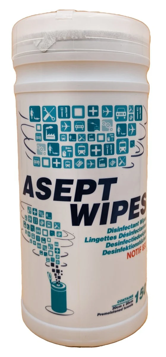 Asept Wipes | Desinfektions- und Reinigungstücher Hände Desinfektion 150 Vliestücher