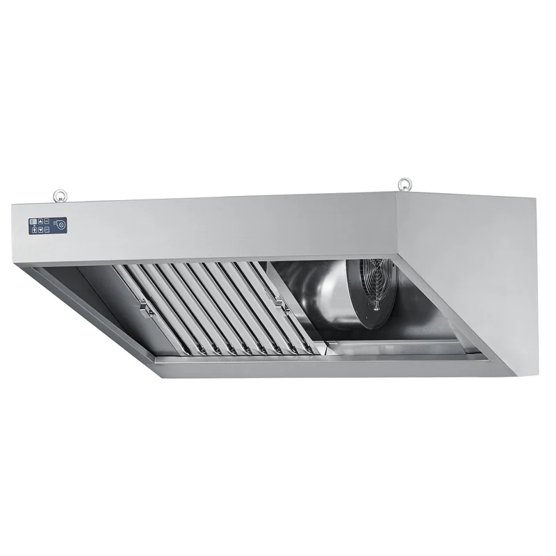 Chromonorm Wandhaube mit LED-Einbauleuchte und Ventilator