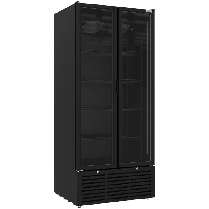 Getränkekühlschrank positiv, 804 Liter, 2 Schwenktüren, SCHWARZ