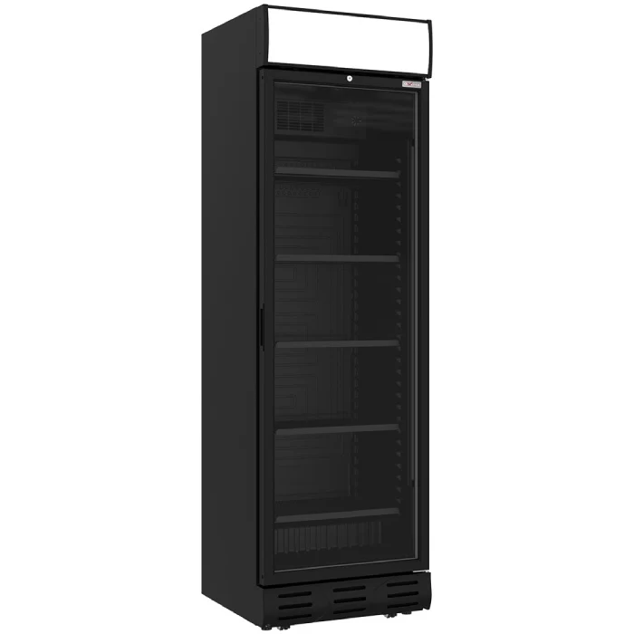 Getränkekühlschrank 382 Liter SCHWARZ mit Leuchtkasten