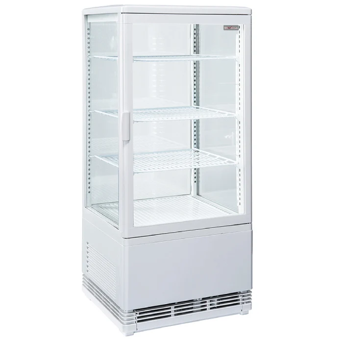 Tischvitrine, 4 Ebenen, 4 Glasfronten, 80 Liter - WEIß