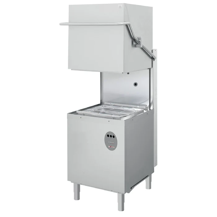 Durchschubspülmaschine, quadratische Korb 500x500 mm mit Reinigungsmitteldosierer