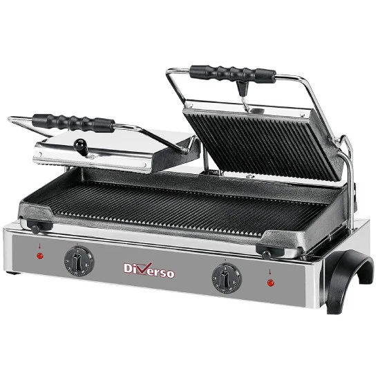 Elektro Kontaktgrill Panini DOPPELT, gerillte Platte