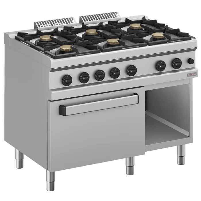 Gasherd 6 Brenner, Gasbackofen GN 2/1 und Unterbau