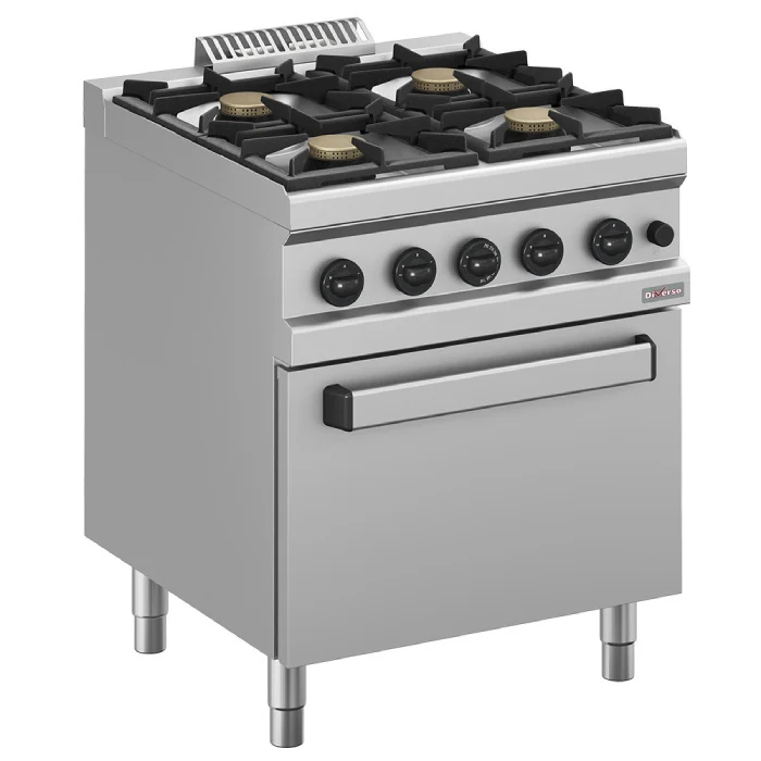 Gasherd 4 Brenner auf Gasbackofen GN 2/1