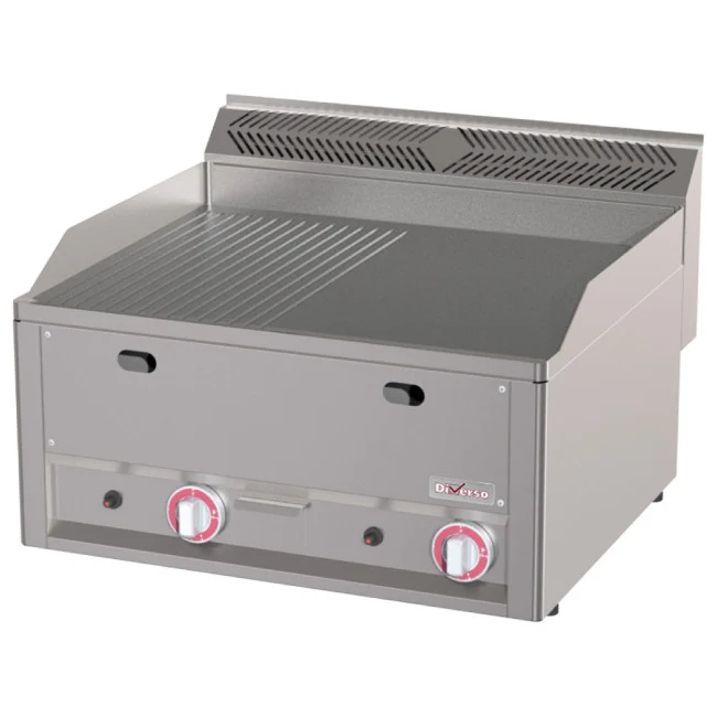 Doppelte Gas-Kochplatte, 1/2 glatt 1/2 geriffelt -Top-