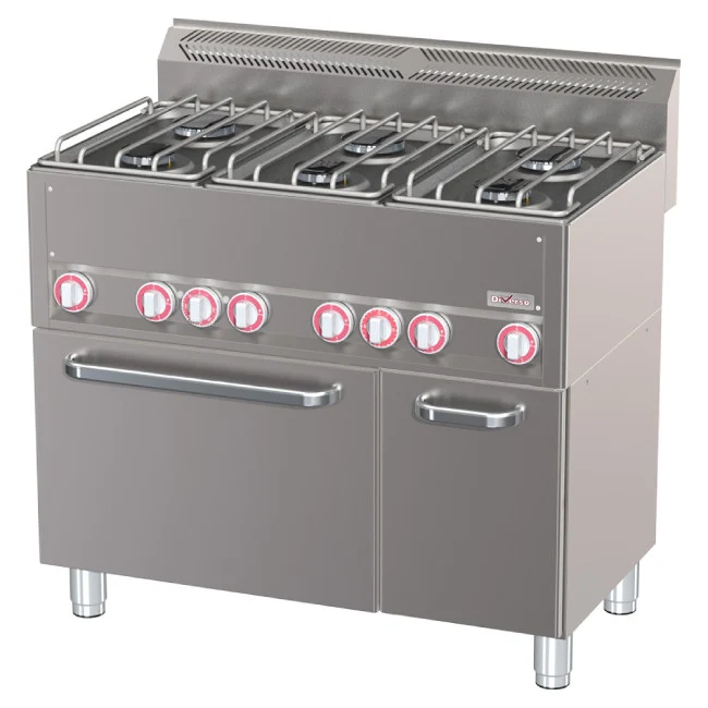 Herd 6 Brenner mit Konvektionsofen GN1/1 und neutralem Schrank