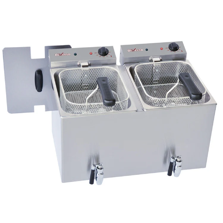 Elektro Tischfriteuse 2x 8 Liter + Ablasshahn V2
