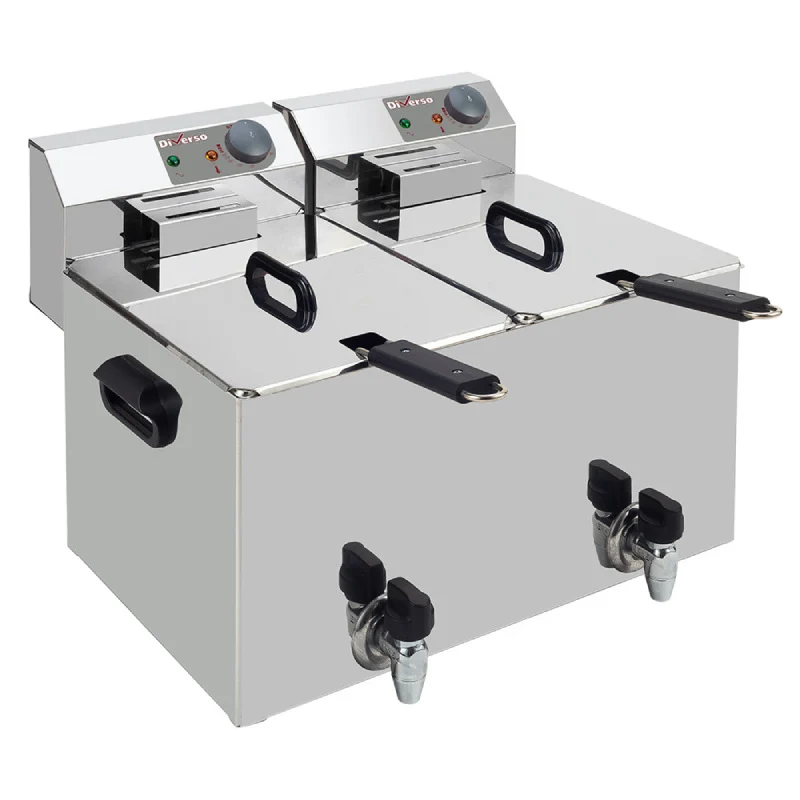Elektro -Tischfritteuse 2x 8 Liter + Ablasshahn