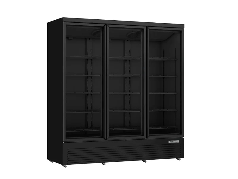 Getränkekühlschrank / Kühlschrank mit 3 Glastüren - schwarz