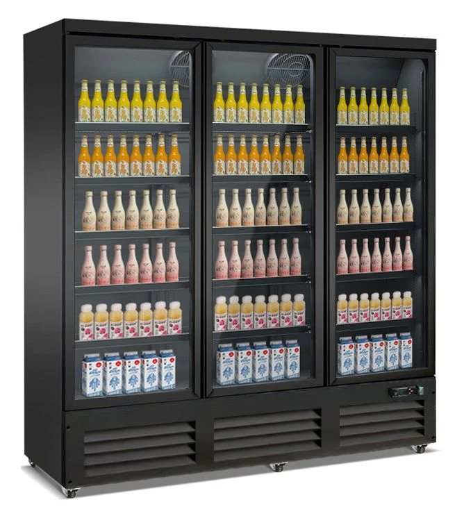 Kühlschrank mit 3 Glastüren schwarz CEB-1600R BL
