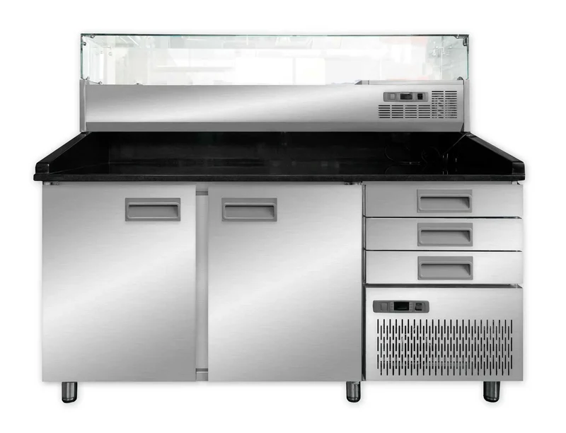 Pizzakühltisch mit Aufsatzvitrine 160 cm