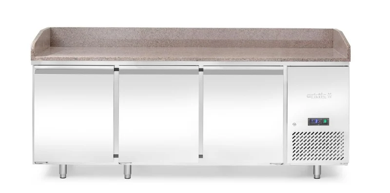 Arktic Pizza-Kühltisch mit Granitarbeitsplatte, 3 Türen – 375 l – 230 V / 400 W – 800 × 2010 × H 875 mm