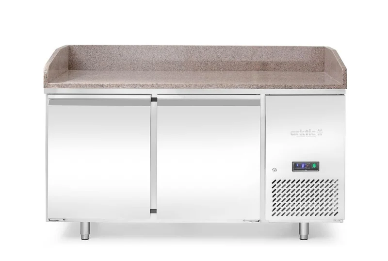 Arktic Pizzakühltisch mit Granitarbeitsplatte, 2 Türen – 250 l – 230 V / 250 W – 800 × 1510 × H 1050 mm