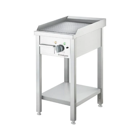 Elektro-Griddleplatte als Standgerät - gerillt, Unterbau offen, 400 x 700 x 850 mm (BxTxH)