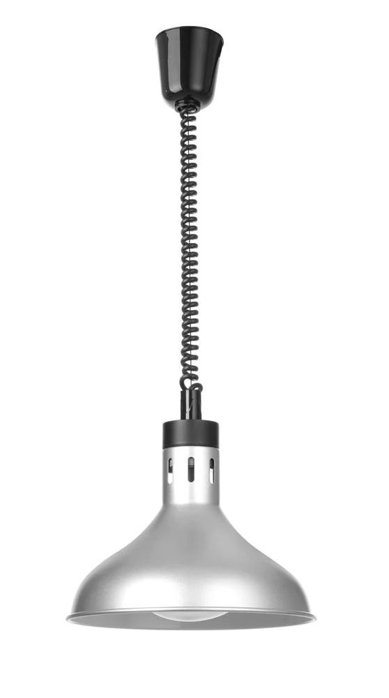 HENDI Höhenverstellbare Wärmelampe, glockenförmig – 230 V / 250 W – Silber – Ø 295 × H 207 mm