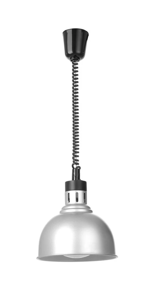 HENDI Höhenverstellbare Wärmelampe, kuppelförmig – 230 V / 250 W – Silber – Ø 250 × H 207 mm