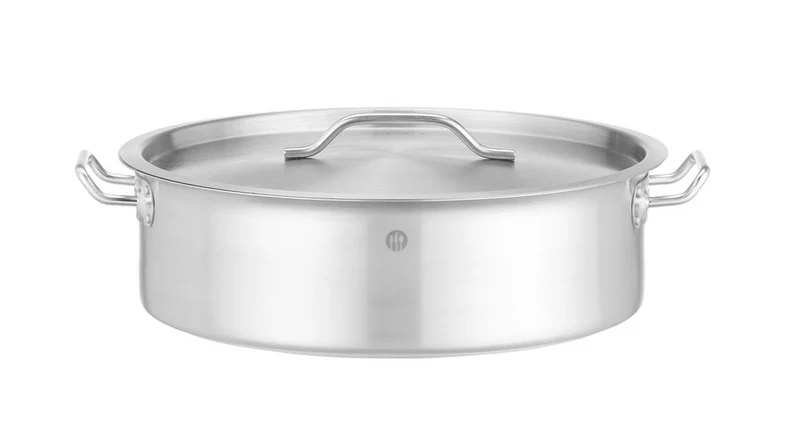 HENDI Kochtopf, niedrig - mit Deckel – 10,8 l – Rund – Ø 360 × H 110 mm