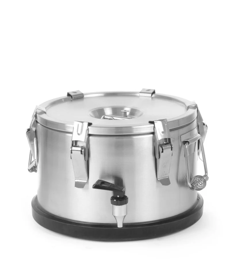 HENDI Isolierter tragbarer Behälter - mit Ablasshahn – Profi Line – 10 l – Silber – Ø 330 × H 220 mm