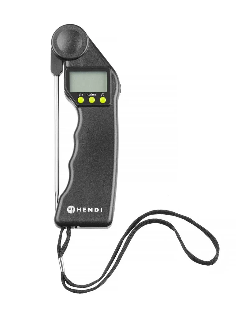 HENDI Digitales Thermometer mit klappbarer Sonde – Schwarz – 160 × 55 × H 20 mm