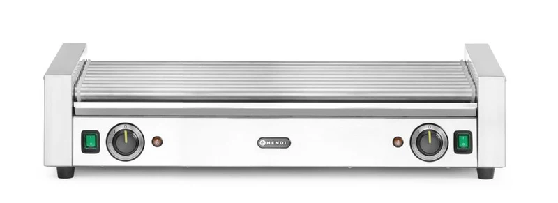 HENDI Rollengrill XL - 2 Zonen – 230 V / 2000 W – 14 Rollen – Rechteckig – Silber – 732 × 590 × H 168 mm