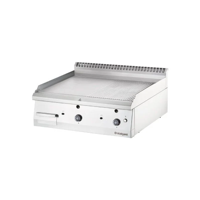 Gas-Griddleplatte als Tischgerät, Serie 700 ND - ½ glatt / ½ gerillt 800x700x250 mm