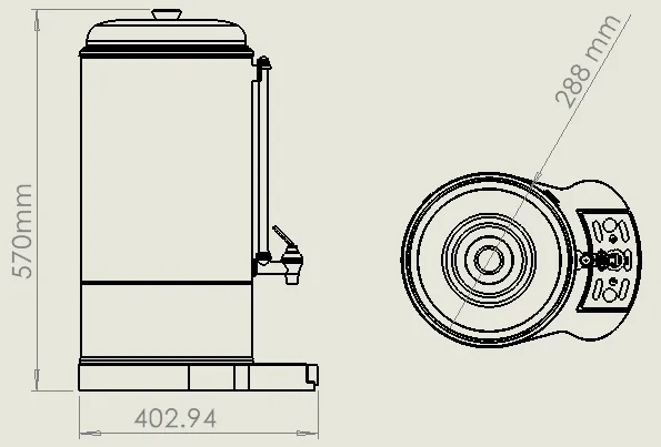 KAFFEE PERKOLATOR DOPPELWANDIG 10L - 60 TASSEN