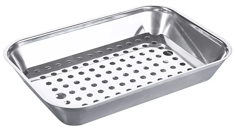 Edelstahl Grill-/ Abtropfschale 35-50 cm mit gelochtem Einsatz