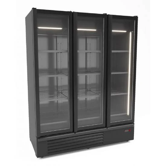 Kühlschrank mit 3 Glastüren schwarz 1555L