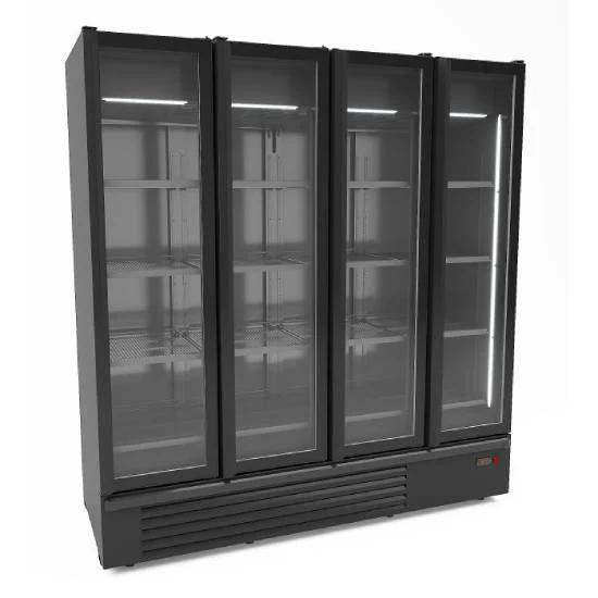Kühlschrank mit 4 Glastüren schwarz 1850L