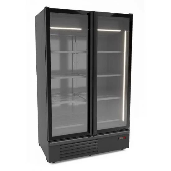 Tiefkühlschrank mit 2 Glastüren schwarz 1230L