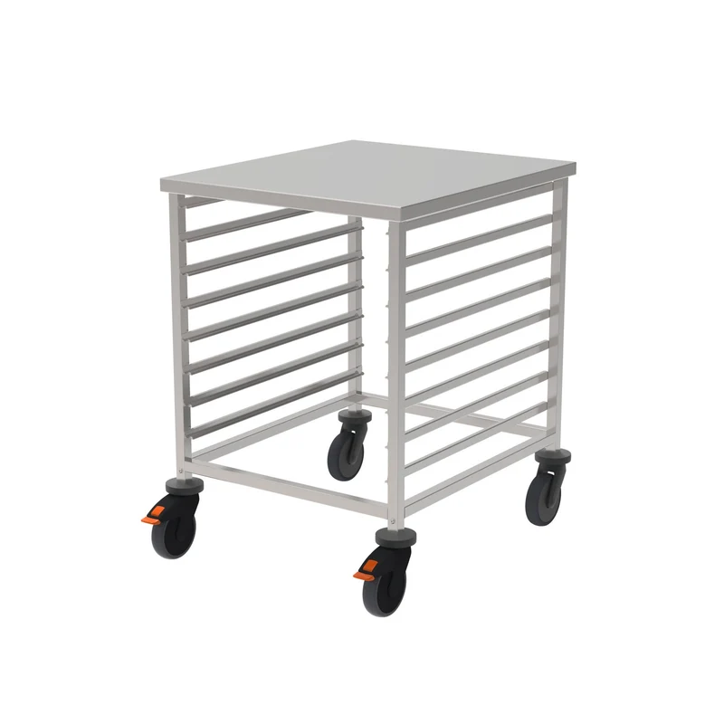 Rieber GN-Regalwagen für GN 2/1; 1/1; 2/4 in niedriger Ausführung mit Abweiserrollen
