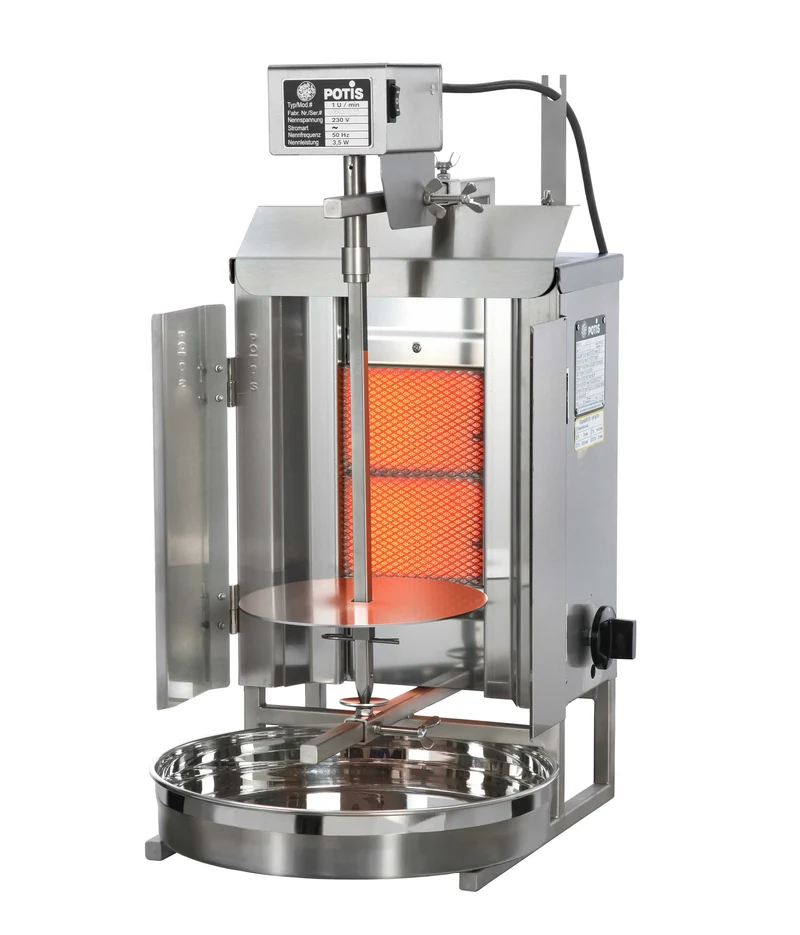 Potis GD1 Dönergrill / Gyrosgrill – Kompakter Gasgrill mit Infrarot-Doppelbrenner für bis zu 7 kg Fleisch