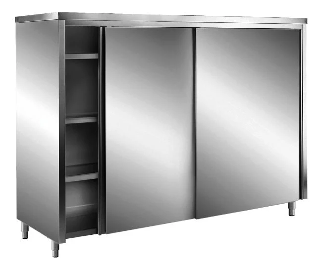SARO Edelstahl-Lagerschrank mit Schiebetüren AISI 430, Flachdach, 2000x600