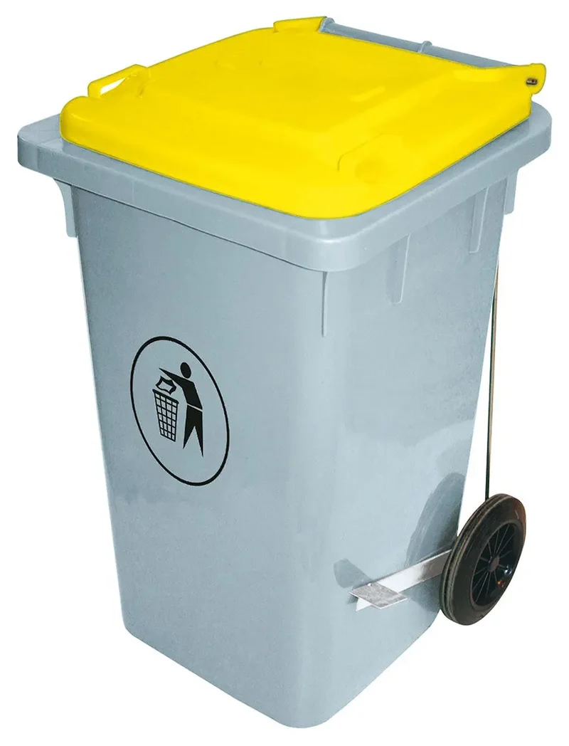 Industrie Tretabfalleimer 100 Liter gelb/grün mit Tretpedal