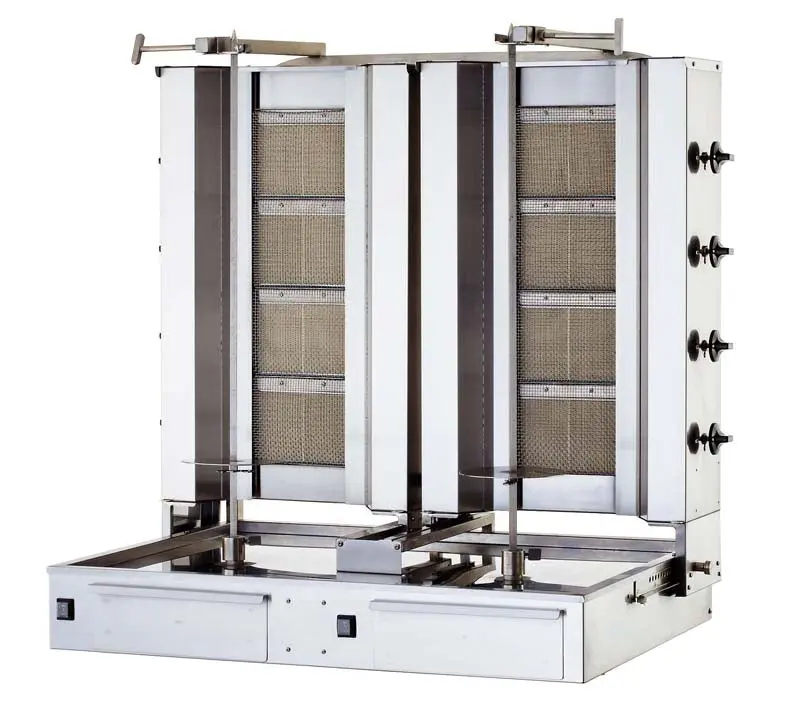 Gastronics Dönergrill / Gyrosgrill 4+4 Brenner Doppelmaschine Motor unten